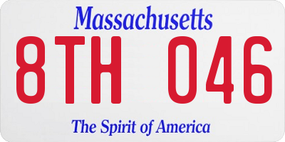 MA license plate 8TH046