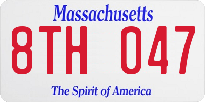 MA license plate 8TH047