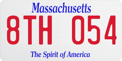 MA license plate 8TH054