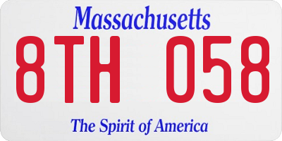 MA license plate 8TH058