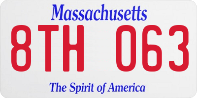 MA license plate 8TH063