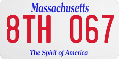 MA license plate 8TH067