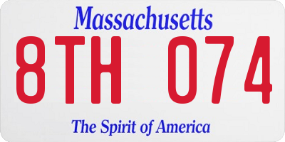 MA license plate 8TH074