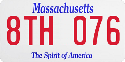 MA license plate 8TH076