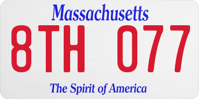 MA license plate 8TH077