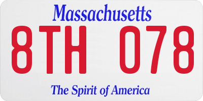 MA license plate 8TH078