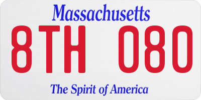 MA license plate 8TH080