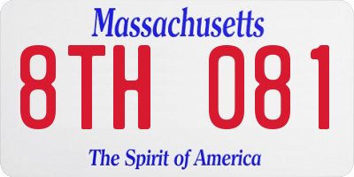 MA license plate 8TH081