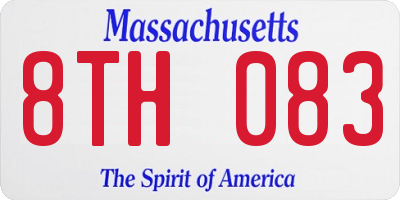 MA license plate 8TH083