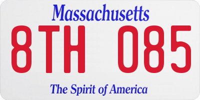 MA license plate 8TH085