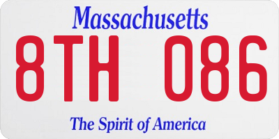 MA license plate 8TH086