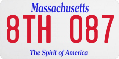 MA license plate 8TH087