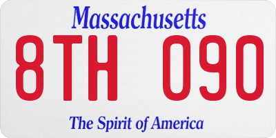 MA license plate 8TH090