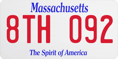 MA license plate 8TH092