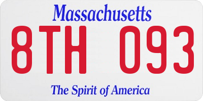 MA license plate 8TH093