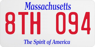 MA license plate 8TH094