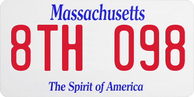 MA license plate 8TH098