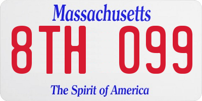 MA license plate 8TH099