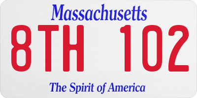 MA license plate 8TH102