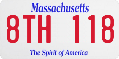 MA license plate 8TH118