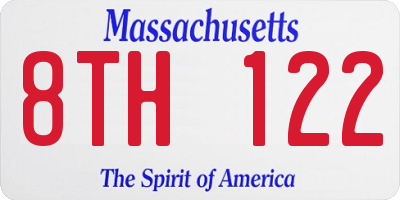 MA license plate 8TH122