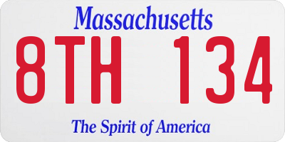MA license plate 8TH134