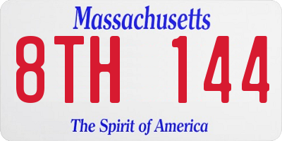 MA license plate 8TH144