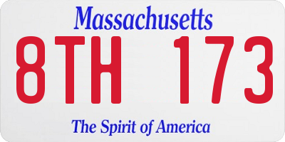 MA license plate 8TH173