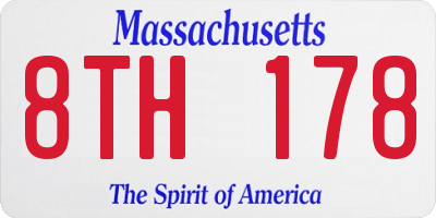 MA license plate 8TH178