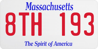 MA license plate 8TH193