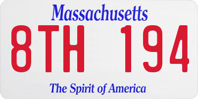 MA license plate 8TH194