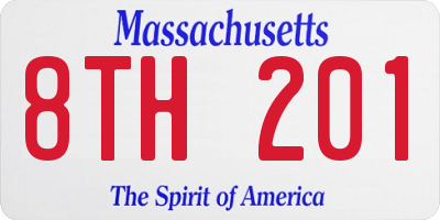 MA license plate 8TH201