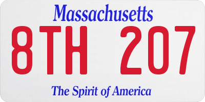 MA license plate 8TH207