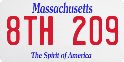 MA license plate 8TH209