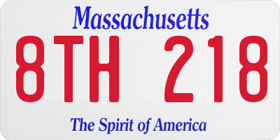 MA license plate 8TH218