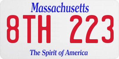 MA license plate 8TH223
