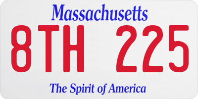 MA license plate 8TH225