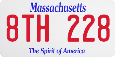 MA license plate 8TH228