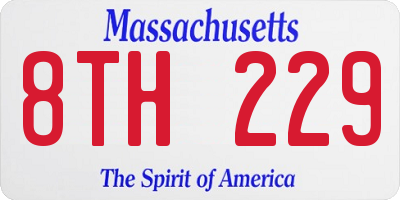 MA license plate 8TH229