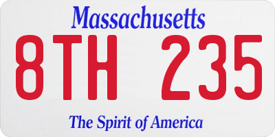 MA license plate 8TH235
