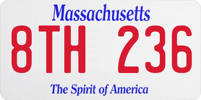 MA license plate 8TH236