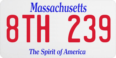 MA license plate 8TH239