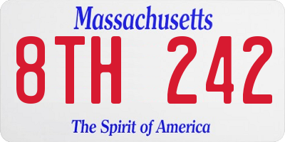 MA license plate 8TH242