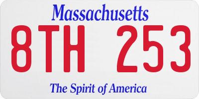 MA license plate 8TH253