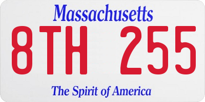 MA license plate 8TH255