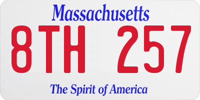 MA license plate 8TH257