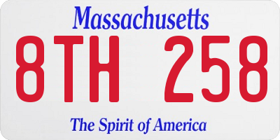 MA license plate 8TH258