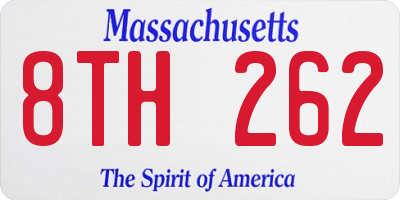 MA license plate 8TH262