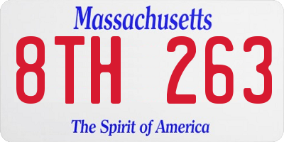 MA license plate 8TH263
