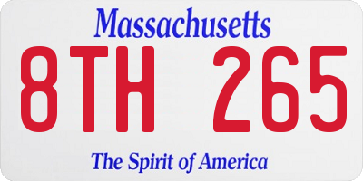 MA license plate 8TH265